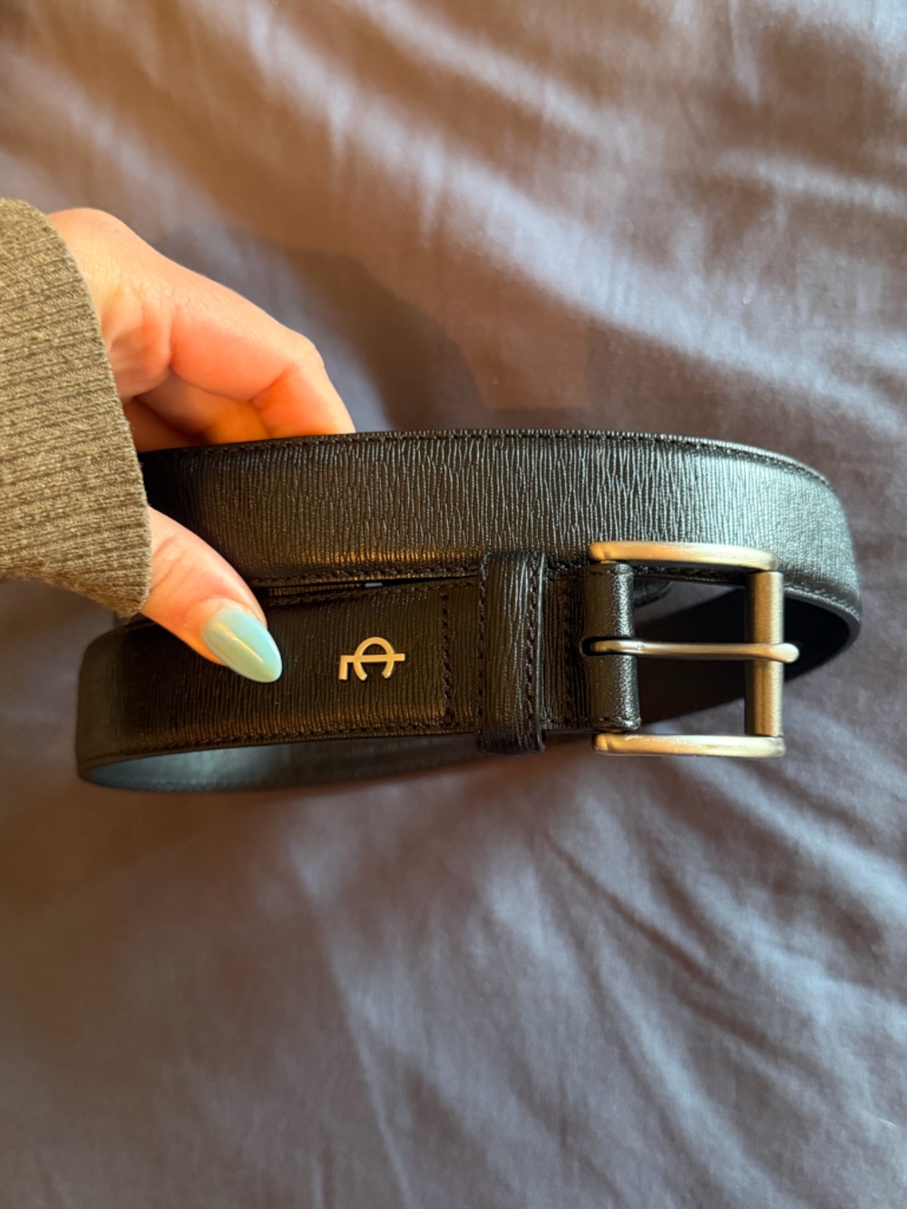 Coach Black Leather Men's Belt with Silver Buckle